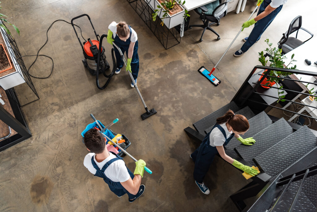 Image of cleaners cleaning an office | Office Cleaning in Kent